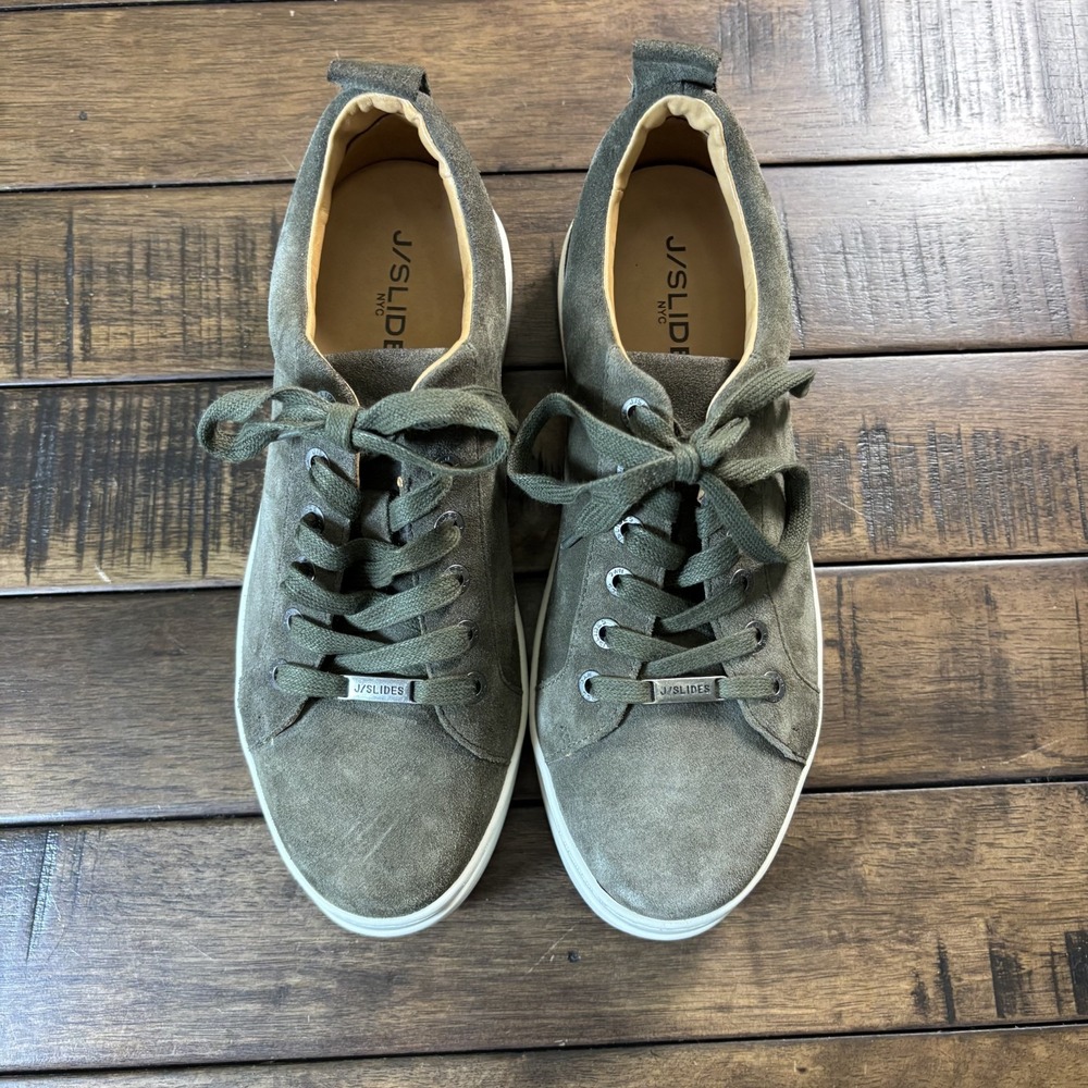 J Slides Women's Noca Green Suede Platform Lace-Up Sneakers Size 8 - Picture 3 of 9